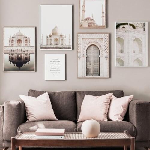 Taj Mahal Door Scenery Religious Islamic Wall Art Canvas Painting Nordic Posters And Prints Wall Pictures For Living Room Decor