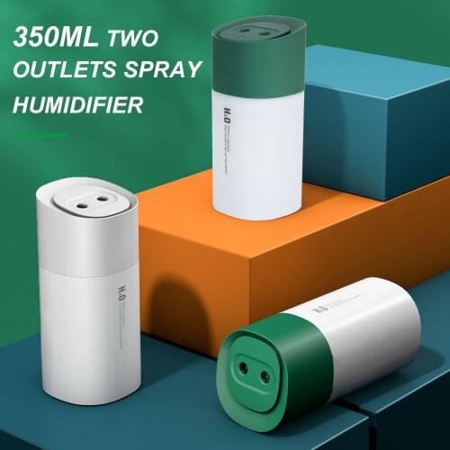 USB Humidifier 350ml Two Outlets Spray Humidifier with Colorful Night Light for Home Office Dormitory Car Car Accessories