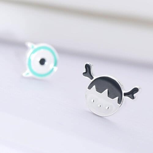 REETI 925 Sterling Silver cartoon Drop Glaze Stud Earrings For Women 2018 New Trend Personality Lady Fashion Jewelry