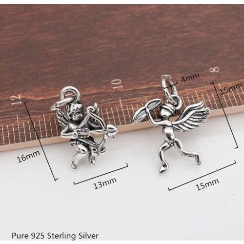 Buyee Real 925 Sterling Silver DIY Jewelry Findings Cupid Angel Pendant Charms for Bracelet Necklace Accessories Wholesale