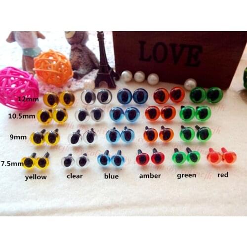 100pcs 7.5mm/9mm/10.5mm/12mm mixed size / color safety animal eyes