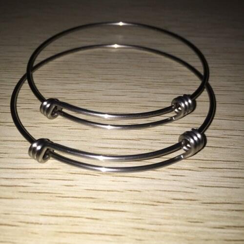 100pc) Wholesale Trible Time Twisted 65mm Diameter Simple Stainless Steel Material Wire Expandable Bangles