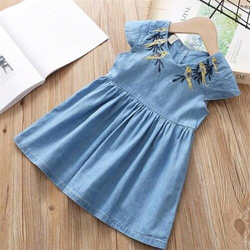 2018 girls clothing summer new fashion Embroidery demin girl dress baby kid children dresses girls clothes girls dress 2-7 year