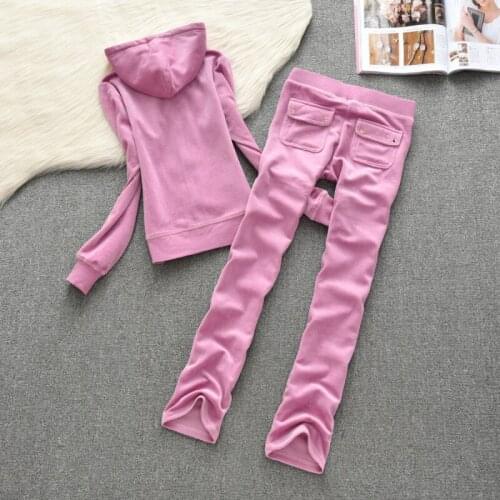 2021 Spring/Autumn Womens Brand Velvet Fabric Sportswear Velvet Suit Set Hoodie and Pants Size S-XXL