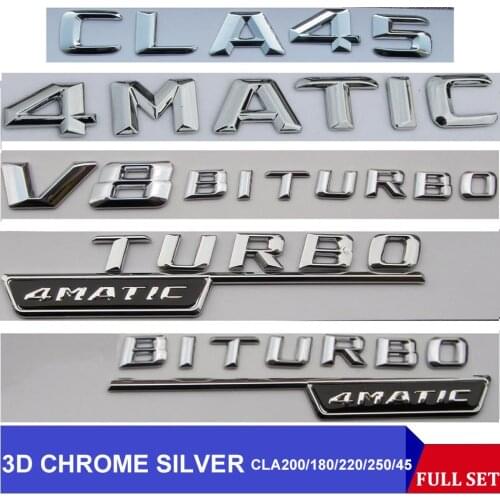 3D Chrome C117 CLA Car Emblem CLA180 CLA200 CLA220 CLA250 CLA45 Auto Para Emblema Badge Sticker Turbo Logo For Mercedes Benz AMG