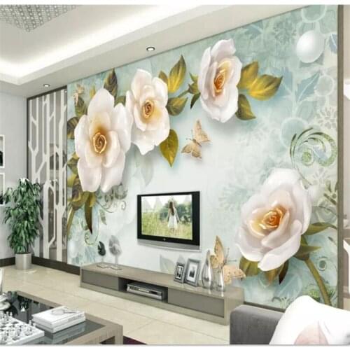 Beibehang Custom 3d wallpaper mural home decor living room bedroom 3D embossed rose European retro mural background