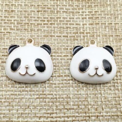 50pcs Panda Pendant Pins Key Chain Hair Clip Decor Charms Floating Enamel Scrapbooking Brooch Necklace Earring Zipper Ornament