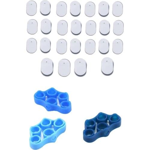 50Pcs Electrode Self Adhesive Pads for Nerve Muscle Stimulator,TENS & 1set 3 in 1 Finger Stretcher Resistance Bands