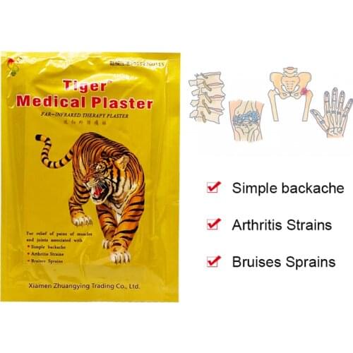 8Pcs Tiger Medical Plaster Pain Relief Patches For Bruises Sprain Swell Cervical Neck Muscles Shoulder Waist Back Pain
