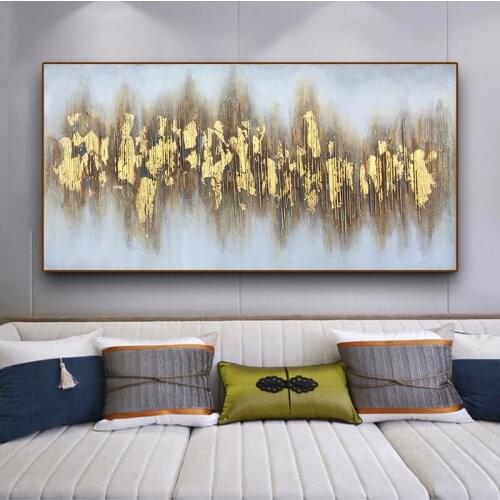 Abstract Beaming Gold Flakes Oil Painting on Canvas Large Size Posters And Prints For Living Room Modern Wall Art Decoration