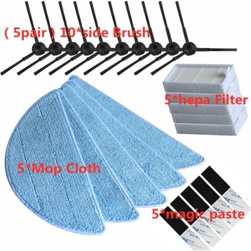 Side Brush+Hepa Filter+Mop Cloth+Magic paste set Accessories for ilife v5s ilife v5 pro x5 V5 V3 V50 vacuum cleaner parts