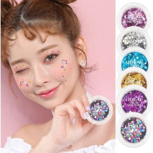 Mermaid Face Glitter Eye Makeup Sequins Face Body Eye Nail Hair Art Decoration Star Sequins Glitter Flash Drill Festival Makeup