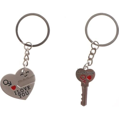 Heart 3.2cm ,Key 3.3cm Couple Women Bag Auto Wedding Female Gift Keychain Trinket Love Heart Key Chains Lock Keyring
