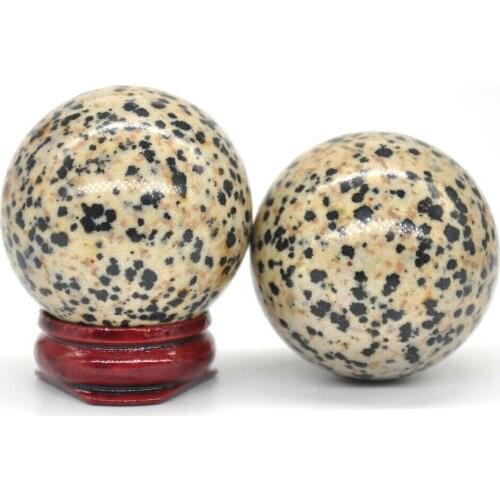 40mm Dalmatian Jasper Quartz Crystal Shpere Healing Reiki Gemstone Massage Ball Trinket Natural Stone Decoration With Stand