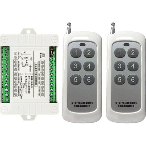 DC 12V 24V 6 CH Channels 6CH RF Wireless Remote Control Switch Remote Control System receiver transmitter 6CH Relay 315/433 MHz
