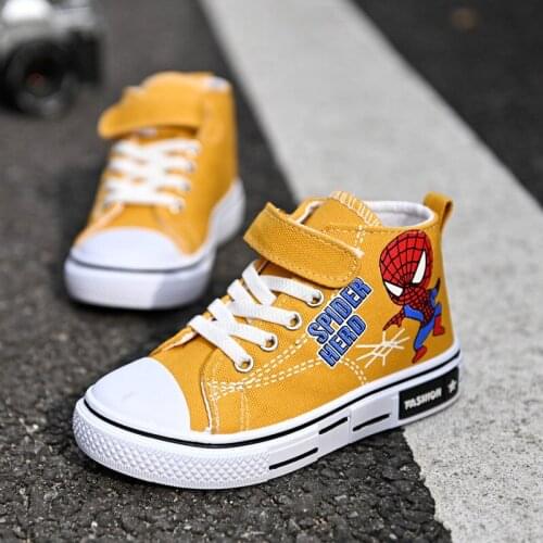 Childrens canvas shoes girls boys high-top shoes 2021 spring autumn new medium large childrens casual sports shoes size 27-38