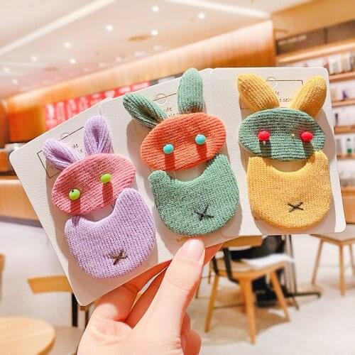 2 Pcs/Set Children Cute Colors Nyon Rabbit Ornament Hair Clips Baby Girls Lovely Sweet Barrettes Hairpins Kids Hair Accessories