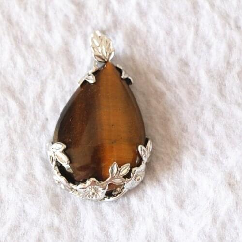 HOT!!! Tiger Stone 27x33mm Wire Wrap Teardrop Pendant Wholesale/retail Diy Jewelry Exquisite Christmas Gift for Lady B824