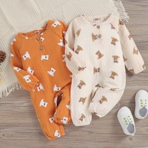 0-18M Newborn Kid baby Boys Girls Clothes Autumn Bear Print Romper Cotton Jumpsuit Long Sleeve Winter Fall Baby Outfit