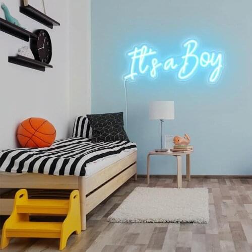 Custom led it is a boy Happy Birthday flexible Neon Light Sign Decoration Home Bar Wall Bedroom Party Decorative Cool Neons Lamp