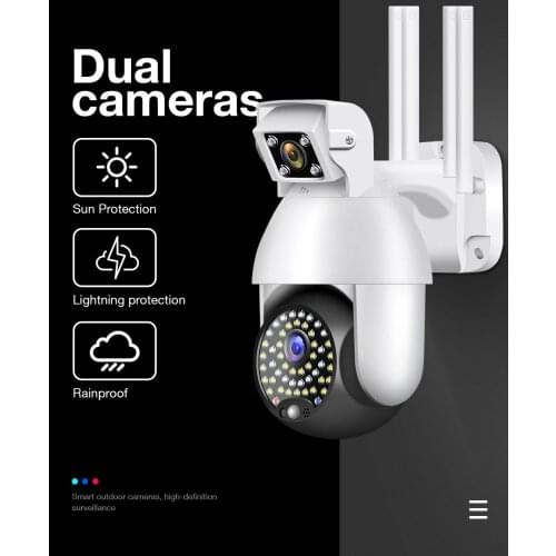 1080P PTZ Wireless Surveillance Camera WiFi IP Camera Outdoor Waterproof Security Camera Dual Lens CCTV 29 LED Night Vision