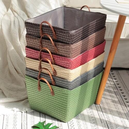 Rattan Storage Basket Woven Rectangular Wicker Laundry Basket Storage Container Reusable Sundries Organizer Home Desktop Box