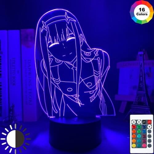 Hot Anime DARLING In The FRANXX Stand Model Plate 3d Lamp Zero Two Figure Nightlight Kids Child Girls Bedroom Decor Friends Gift