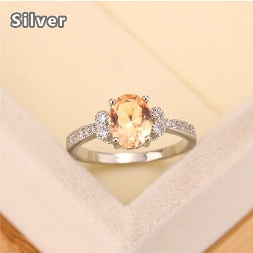 Best selling European and American fashion S925 silver wedding ring zircon lady champagne goose egg crystal jewelry gift