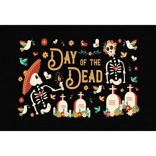 Cartoon Day of the Dead Backdrop Holiday Photography Background Holiday Celebration Photo Booth Studio Decor
