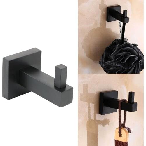 Stainless Steel Bathroom Hardware Clothes Hat Towel Hanger Single Robe Hook Black Painted Wall Mounted