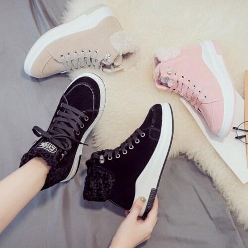 New Cotton Shoes Female Gao Bang Winter Plus Velvet Cotton Shoes Thick Soled Warm Snow Womens Boots Cotton Boots W22-32