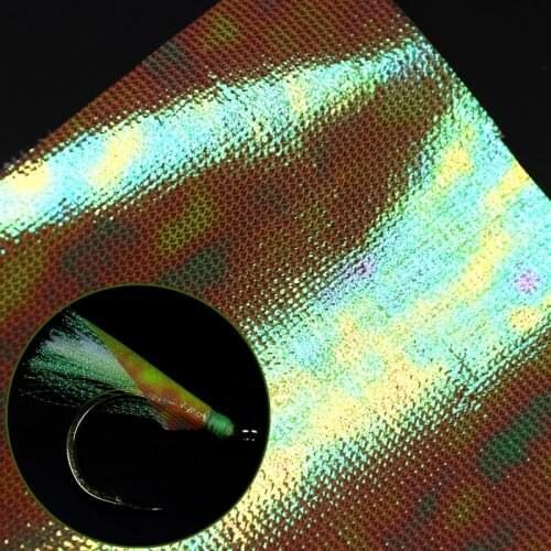 Wifreo New 15cmX110cm Metalic Holographic Flash Film Mesh Back Durable Sabiki Fish Skin Assit Hook Wing Material Pearl Green Red