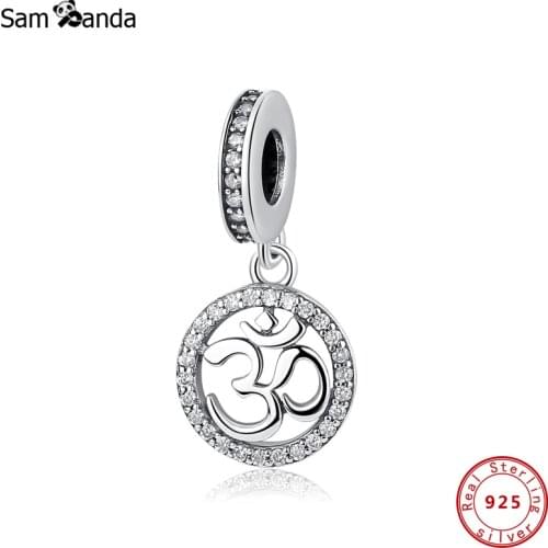 Original 100% 925 Sterling Silver Bead Charm Om Symbol Pendant Charms Meditation Fit Pandora Bracelets Women Diy Jewelry