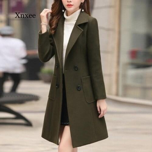 Autumn and Winter Womens Fashion Windbreaker Single-Breasted Woolen Coat Long Trench Coat Plus Size Windbreaker Vest Women