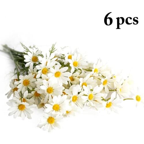 Plastic Artificial Flower Daisy Faux Flowers Fake Daisy Flowers Flower Lifelike Artificial Silk Flowers Party Wedding Home Decor