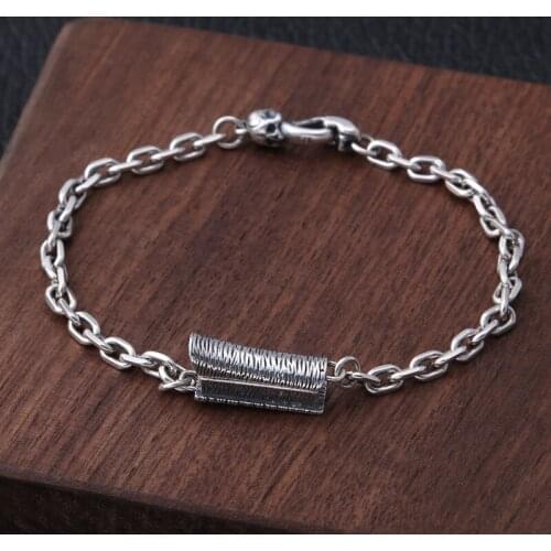 Genuine 925 Sterling Silver Jewelry Personality Coffin Bracelet Mens Fashion Retro Wrist Chain Accessories Gifts