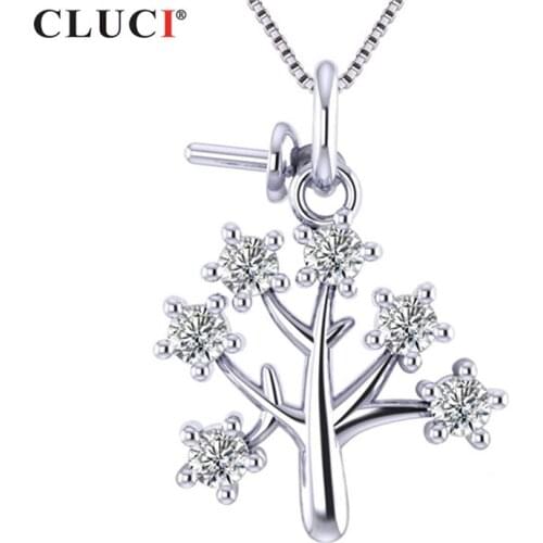 CLUCI Silver 925 Christmas Tree Charms Pendant for Women Necklace Sterling Silver Zircon Pendant Christmas Gift Jewelry SP370SB