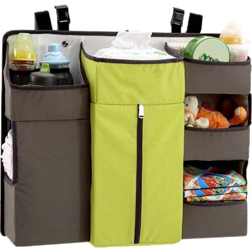Crib Hanging Bag Diaper Bag Home Baby Clothes Hanging Bag Bottle Toy Storage Organizer Multifunctional Bedside Rack Washable