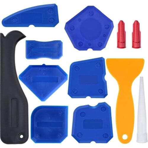 Pro 12 Pieces Caulking Tool Kit Silicone Sealant Finishing Tool Grout Scraper Caulk Remover and Caulk Nozzle and Caulk Caps OEM