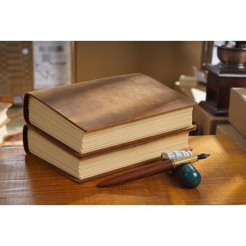 Geniunes Leather Handmade Sketchbook,Retro Hand Ledger with Customizable Rope,Thickened 400 Pages,Diary,7.5 Inch Notebook,Gift