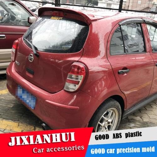 For March Spoiler 2011-2015 Nissan March Spoiler ABS plastic Material Car Rear Wing Color Rear Spoiler
