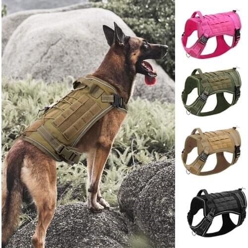 Tactical Dog Harness Vest No Pull Military Training Harness Vest For Medium Large Dogs Pet Hiking Molle Harness Reflective