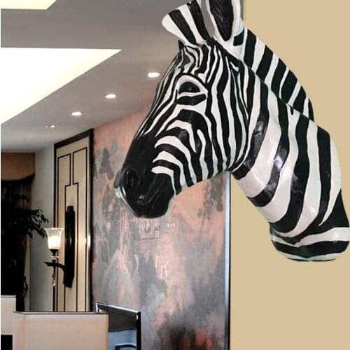 Head Arts Crafts Zebra deer head wall decoration wall mural bar retro clothing store wall pendant living room wall decoration