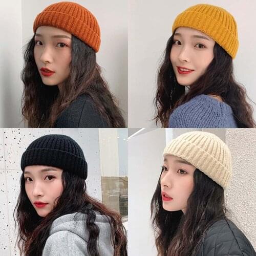 Unisex Skullcap Warmer Beanies Winter Hat For Women Men Knitted Hats Wool Solid Color Skullies Beanie Men Female Skull Cap