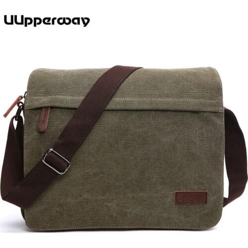 Vintage Canvas Bag Men Laptop Shoulder Bag Sling Male Travel Bag Extended Laptop Case Handbag Business Work Flap Cover Rucksack