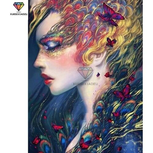 XUEQIXIAOZU Full Round Woman Portrait Diamond Drawing Diamond Embroidery 5D DIY Diamond Setting Mosaic Painting Gift 2020 New