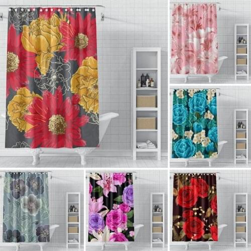 3D Print Flower Shower Curtains Bathroom Tropical Plants Waterproof Leaves Printing Polyester Bath Decor Curtains