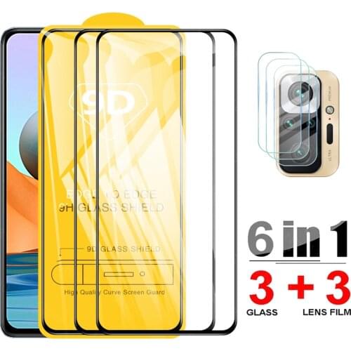 6 in 1 Screen Protector for Xiaomi Redmi Note 10 8 9 Pro Max Note10 9s 10s 5G Protective Glass for Redmi 9 9A 9C 8T Camera Films