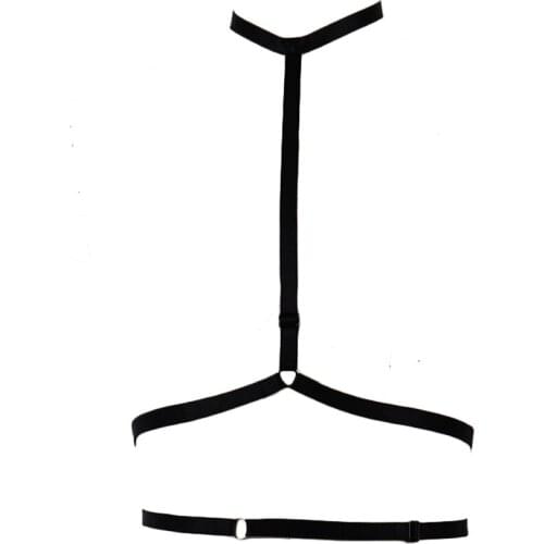 Neck Goth Harness Black Sexy Lingerie Punk Fetish Cage Bra Rave Body Harness Woman Bondage Open Chest Bra Elastic Body Cage