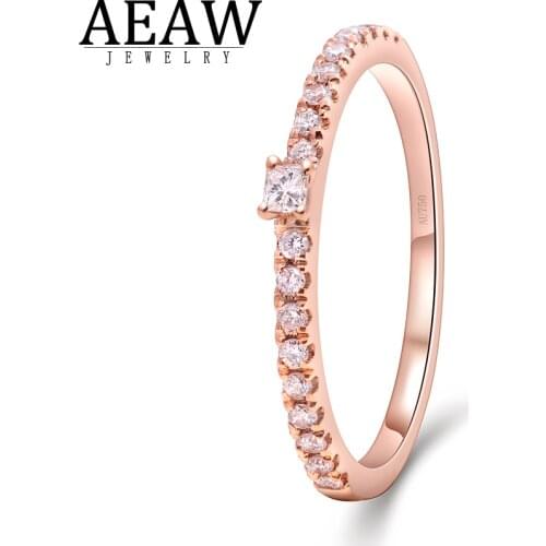 0.18ctw D Color Princess Brilliant Cut Moissanite Engagement Band Half Eternity Band Real Solid 14K Rose Gold